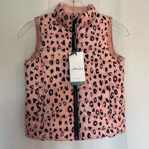 Joules Girls Flip-It Reversible Gilet, Pink Love Leopard, Age 6 Years.